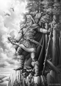 Чёрно-белый вариант картины Вещий Олег